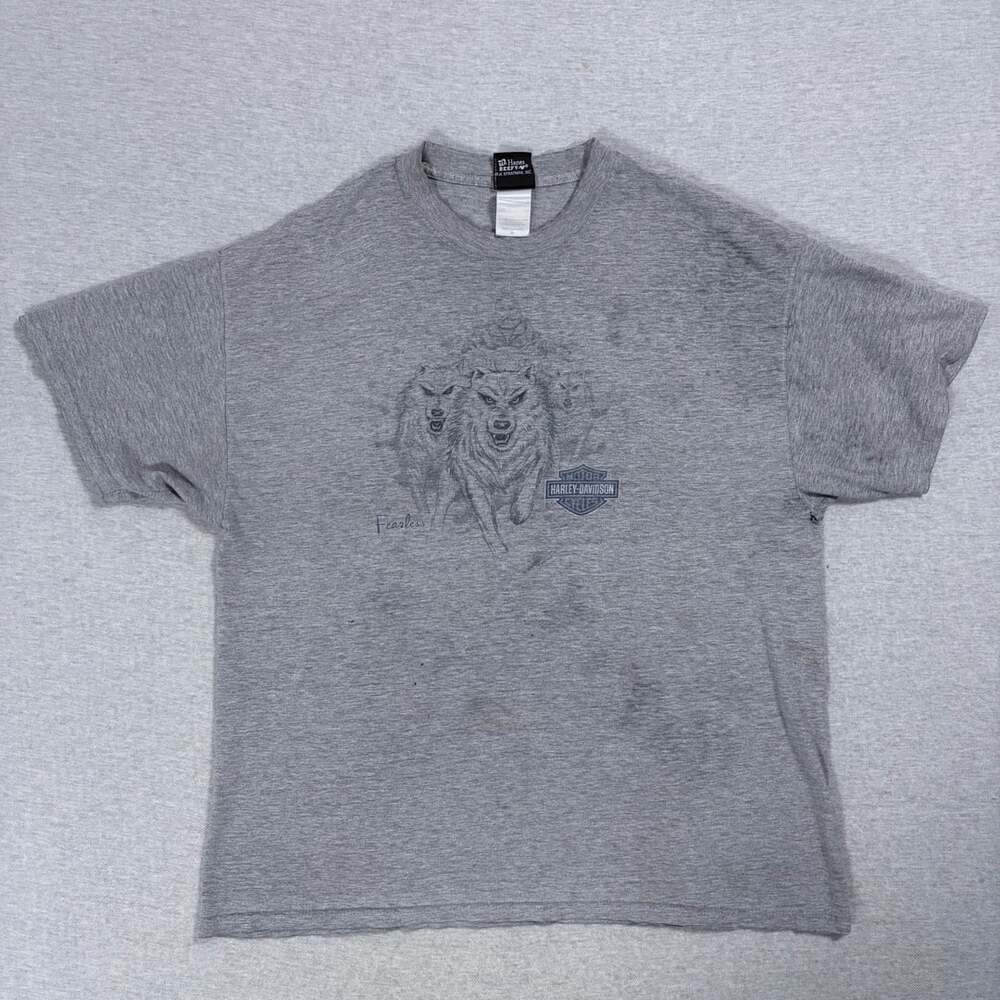 Harley-Davidson Fearless Wolves Gray Graphic T-Shirt XL